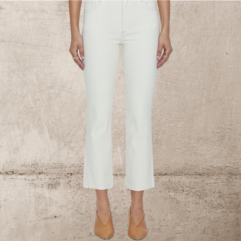 Pistola  (Anthropologie) Lennon High Rise Bootcut Crop Jeans Cream Sandstone 30 - Picture 5 of 16